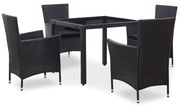 vidaXL 5 pcs conjunto de jantar para jardim vime PE preto