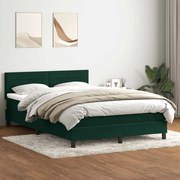vidaXL Cama com molas/colchão 160x220 cm veludo verde-escuro