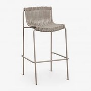 Banqueta Alta Em Rattan Sintético E Aço Revia Moka Brown & ↑75 Cm - Sklum