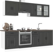 vidaXL 8 peças armário de cozinha conjunto Kalmar preto