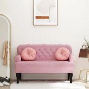 vidaXL Banco com encosto 119,5x64,5x75 cm veludo rosa