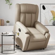 vidaXL Poltrona reclinável elevatória elétrica couro artif. cappuccino