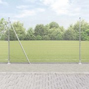 vidaXL Cerca de Arame Soldado com 7 Postes Flangeados 1,4x10 m Aço Galvanizado