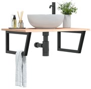 vidaXL Prateleira de parede p/ lavatório aço/madeira carvalho maciça