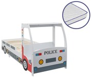 Cama carro da policia infantil com colchão de memória 90x200 cm