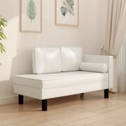 vidaXL Chaise longue com almofadões e rolo couro artificial cor creme