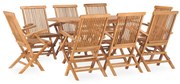 vidaXL 9 pcs conjunto jantar dobrável p/ exterior madeira teca maciça