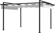 Outsunny Pérgola 3x4 Pérgola de Jardim com Teto Retrátil de Poliéster e 12 Orifícios de Drenagem Branco | Aosom Portugal