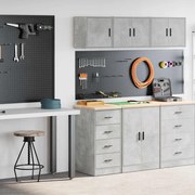 vidaXL Armários de garagem 2 pcs madeira processada cinzento-cimento