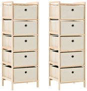 vidaXL Prateleiras arrumação c/ 5 cestos em tecido 2 pcs cedro bege