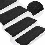 vidaXL Tapetes de escada adesivos 30 pcs 65x24,5x3,5 cm antracite
