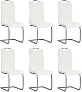vidaXL Cadeiras de jantar cantilever 6 pcs couro artificial branco
