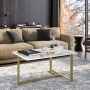 Mesa de Centro Merideths – Dourado e Branco – 92x45x64 cm