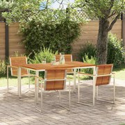 vidaXL Conjunto de Jantar de Jardim 5 Peças em Madeira de Acácia e Aço Inoxidável.