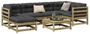 vidaXL 7 pcs conjunto sofás de jardim c/ almofadões pinho impregnado