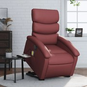 vidaXL Poltrona reclin. elevatória elétrica couro artif vermelho-tinto