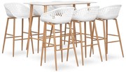 vidaXL 7 pcs conjunto de bar branco