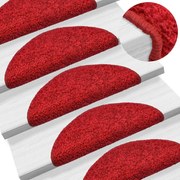 vidaXL Tapetes de escada 10 peças 56x17x3 cm vermelho semicircular