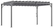 Outsunny Pérgola 4x3 m para Jardim com Desenho de Lâminas Superiores Giratórias até 135° Proteção UV 50+ para Pátio Terraço Cinza