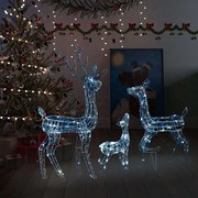 vidaXL Família de renas decorativa 300 luzes LED acrílico branco frio