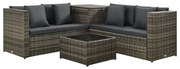 vidaXL 4 pcs conjunto lounge de jardim c/ almofadões vime PE cinzento