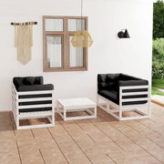 5 pcs conjunto lounge de jardim c/ almofadões pinho maciço