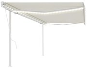 vidaXL Toldo automático c/ LED e sensor de vento 5x3,5 m cor creme