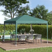 Tenda Dobrável 2,95x2,95 cm com Bolsa de Transporte Altura Ajustável Anti-UV e Impermeável para Terraço Pátio Verde