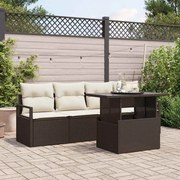 vidaXL Sofá de Jardim com 5 Peças e Almofadas em Rattan Marrom