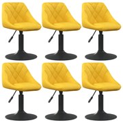 Cadeiras de jantar giratórias 6 pcs veludo amarelo mostarda