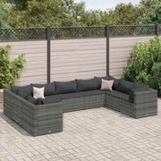 vidaXL 9 pcs conjunto lounge de jardim c/ almofadões vime PE cinzento