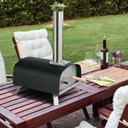 Forno para Pizza de Ferro Portátil com Lareira Extra Grande para jardim Piquenique 42 x 81 x 84,5 cm Preto