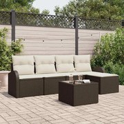 vidaXL Conjunto de Sofá de Jardim com 5 peças e almofadas cinzas em rattan sintético.