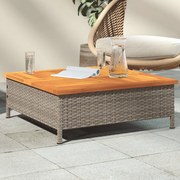 vidaXL Mesa de jardim 70x70x25cm vime e madeira acácia maciça cinzento