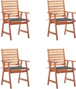 vidaXL Cadeiras de jantar p/ jardim 4 pcs c/ almofadões acácia maciça