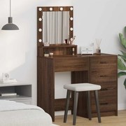 vidaXL Mesa de Maquilhagem com Luzes LED - Carvalho Castanho - 50x41x135 cm