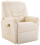 vidaXL Cadeira de massagens couro artificial creme