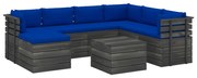 8 pcs conjunto lounge de paletes com almofadões pinho maciço