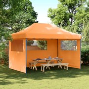 vidaXL Tenda para festas pop-up dobrável c/ 3 paredes laterais laranja