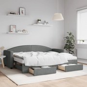 vidaXL Sofá-cama c/ gavetão e gavetas 80x200 cm tecido cinzento-escuro