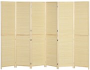 HOMCOM Biombo em madeira de bambu 6 painéis 270 x 180 cm separador de ambientes divisória de separação dobrável - natural | Aosom Portugal