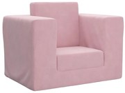 vidaXL Sofá-cama infantil de pelúcia rosa