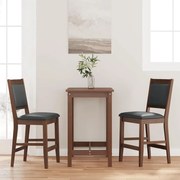 vidaXL Bancos de bar com almofadões 2pcs madeira de seringueira maciça