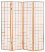 vidaXL Biombo dobrável com 4 painéis estilo japonês 160x170 cm natural