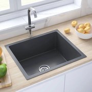 vidaXL Lava-louça de cozinha artesanal aço inoxidável preto
