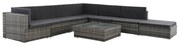 8 pcs conjunto lounge de jardim c/ almofadões vime PE cinzento