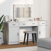 Conjunto de Mesa de Maquilhagem de 3 Peças com LED, Madeira Branca