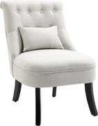 HOMCOM Poltrona estofada macia com almofada lombar, para ler e descansar, revestimento em tecido com aspecto de linho, 52,5 x 69 x 77 cm, Creme branco | Aosom Portugal