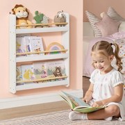 Estante para quarto infantil 12 x 60 x 75 cm com 3 prateleiras em branco