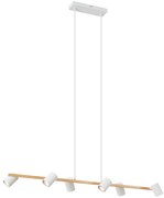 Candeeiro suspenso moderno com impressão de madeira e 6 luzes brancas - Jeana Straight